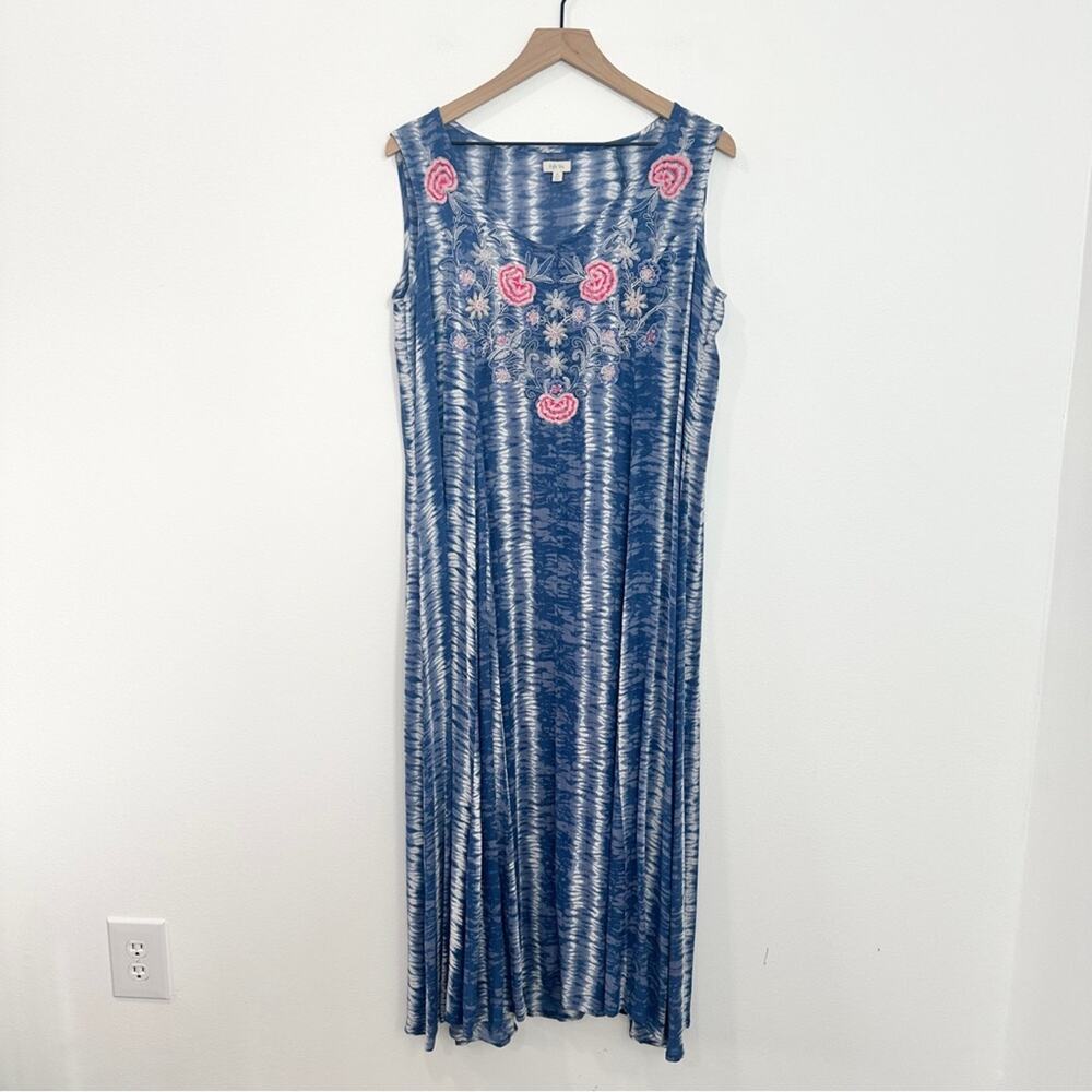 Caite Kyla Seo Embroidered Tie Dyed Maxi Dress Sleeveless Size Small